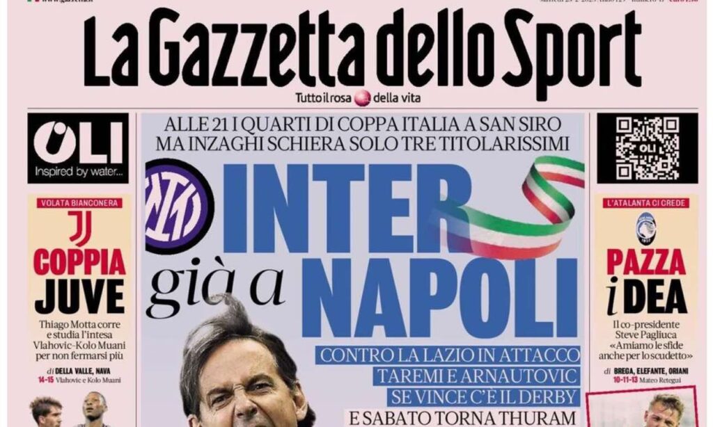 PRIMA PAGINA GAZZETTA DELLO SPORT OGGI: “Inzaghi al rinnovo, ci metto la firma”