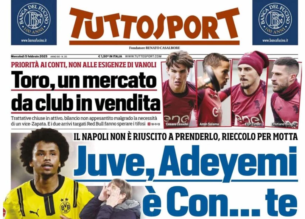 prima pagina tuttosport oggi