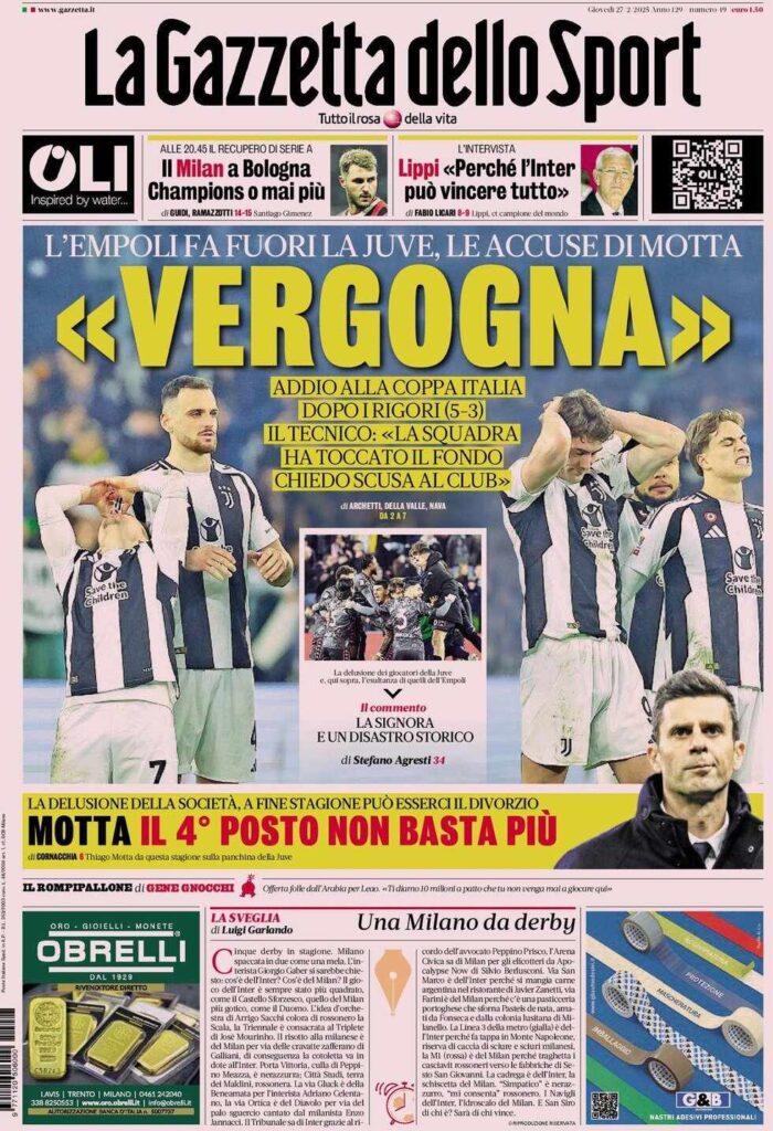 PRIMA PAGINA GAZZETTA DELLO SPORT OGGI: “Inzaghi al rinnovo, ci metto la firma”
