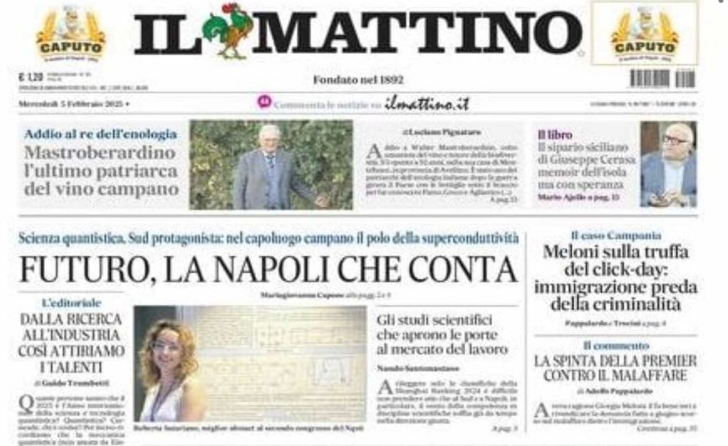 prima pagina il mattino oggi