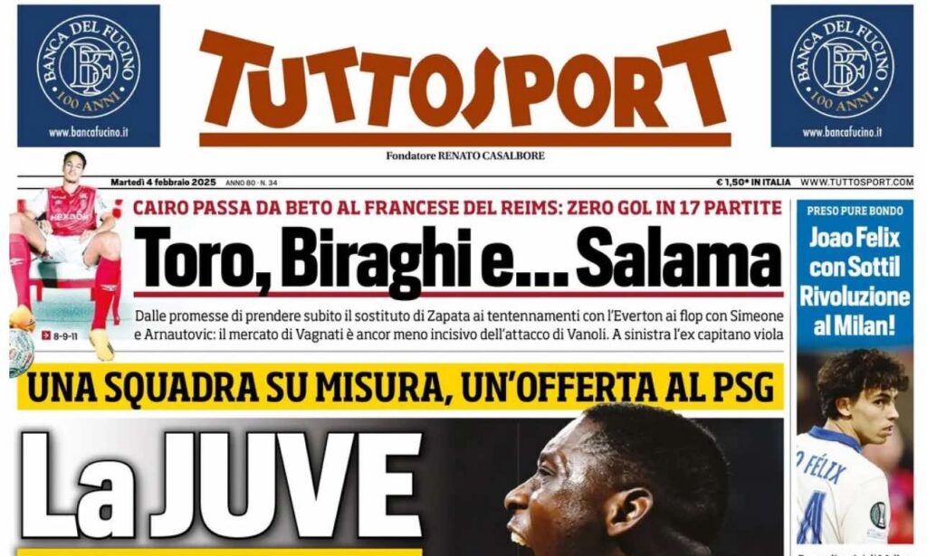 prima pagina tuttosport oggi