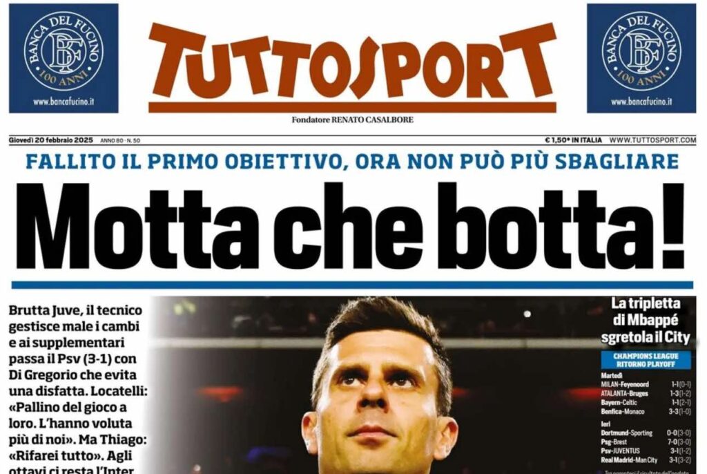 prima pagina tuttosport oggi