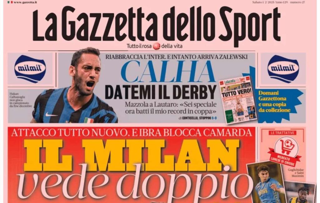 PRIMA PAGINA GAZZETTA DELLO SPORT OGGI: “Inzaghi al rinnovo, ci metto la firma”