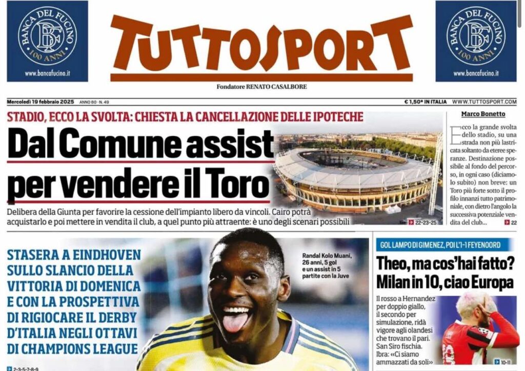 prima pagina tuttosport oggi