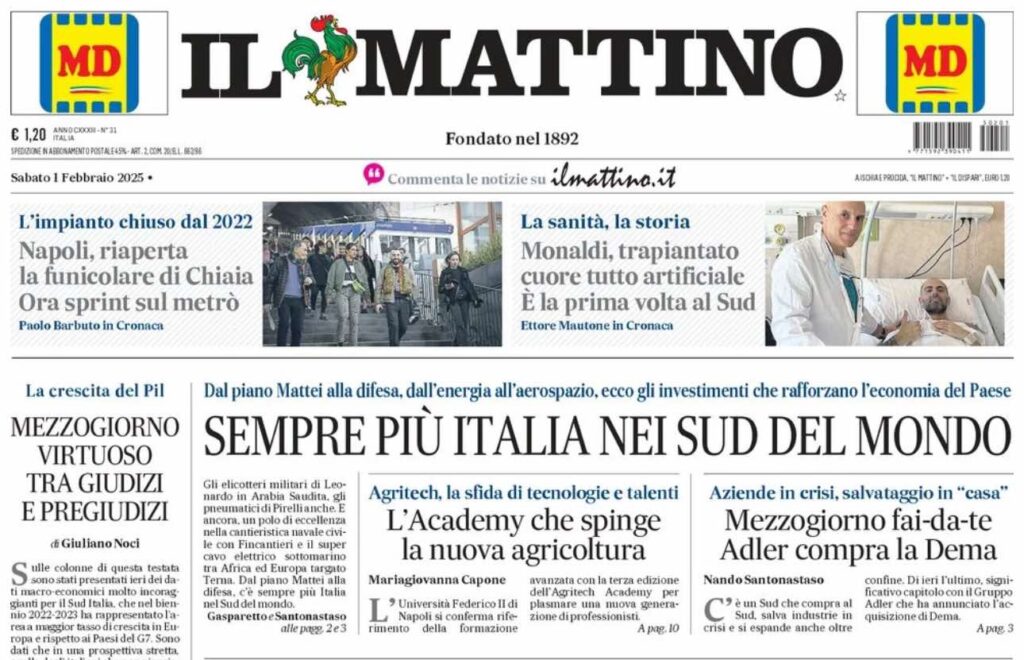 prima pagina il mattino oggi