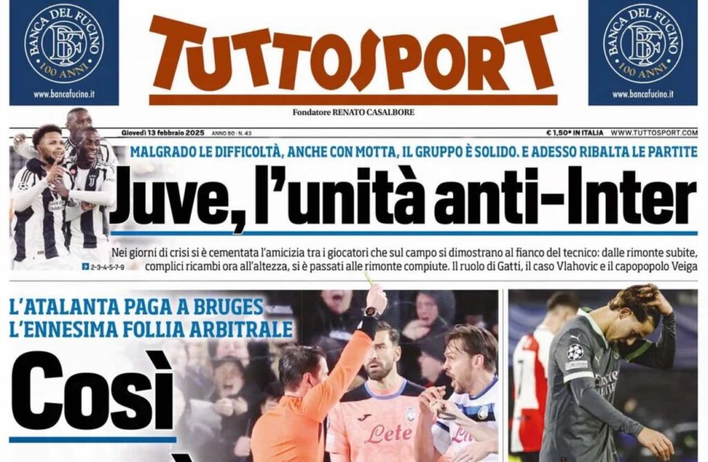 prima pagina tuttosport oggi