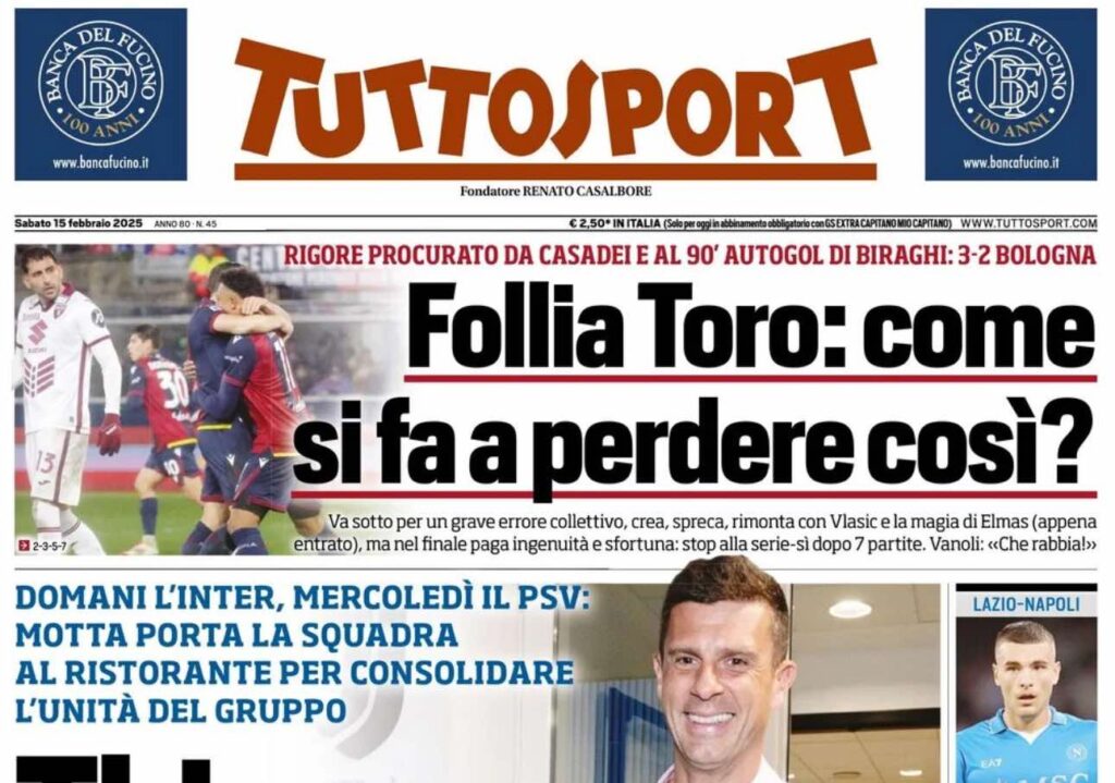 prima pagina tuttosport oggi