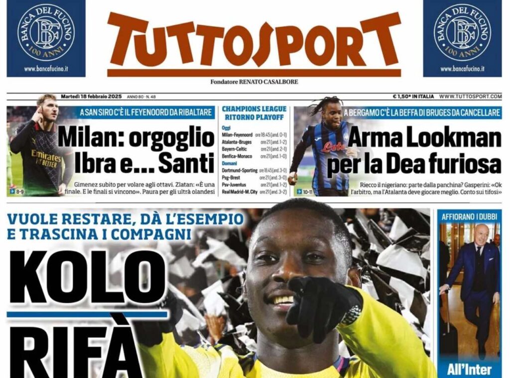 prima pagina tuttosport oggi