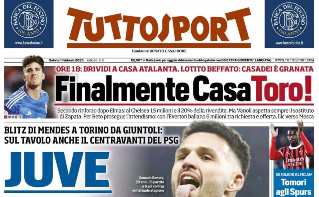prima pagina tuttosport oggi