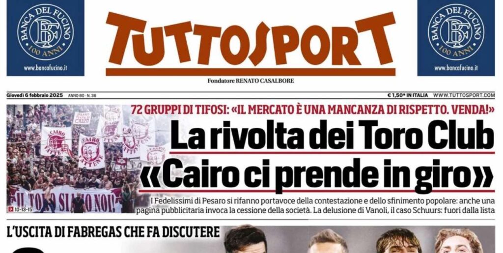 prima pagina tuttosport oggi