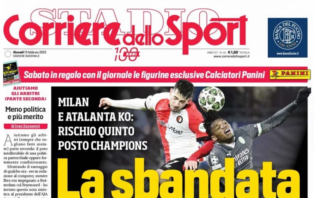 prima pagina corriere dello sport oggi