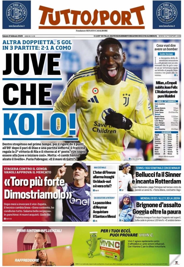 prima pagina tuttosport oggi