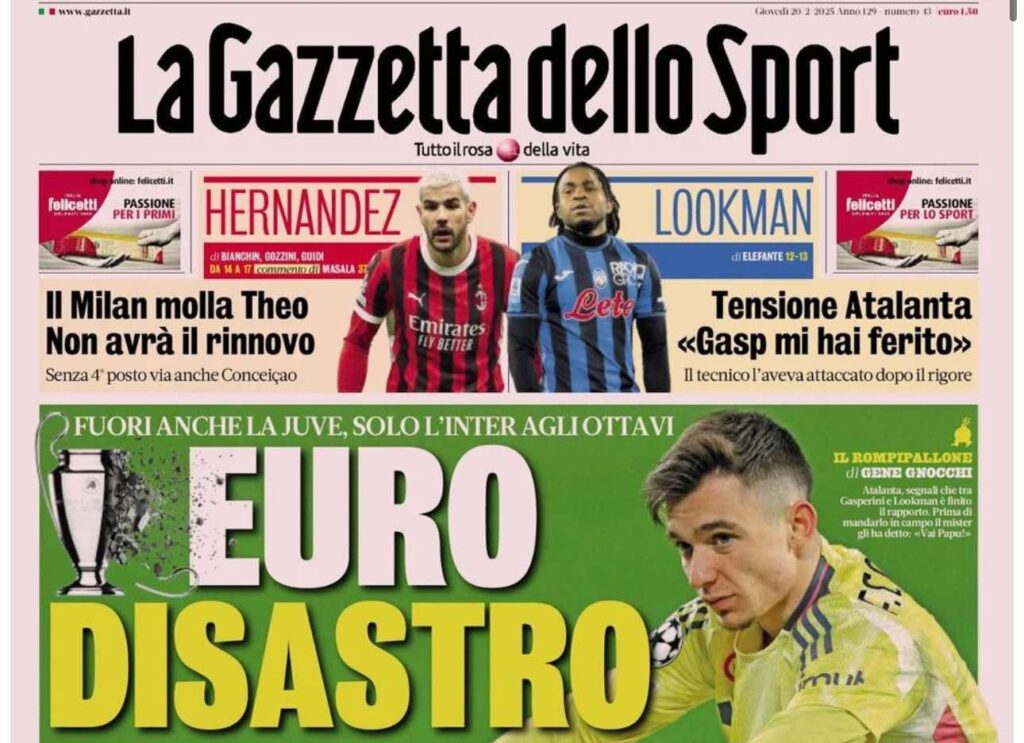 PRIMA PAGINA GAZZETTA DELLO SPORT OGGI: “Inzaghi al rinnovo, ci metto la firma”