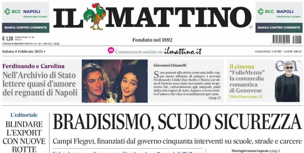 prima pagina il mattino oggi