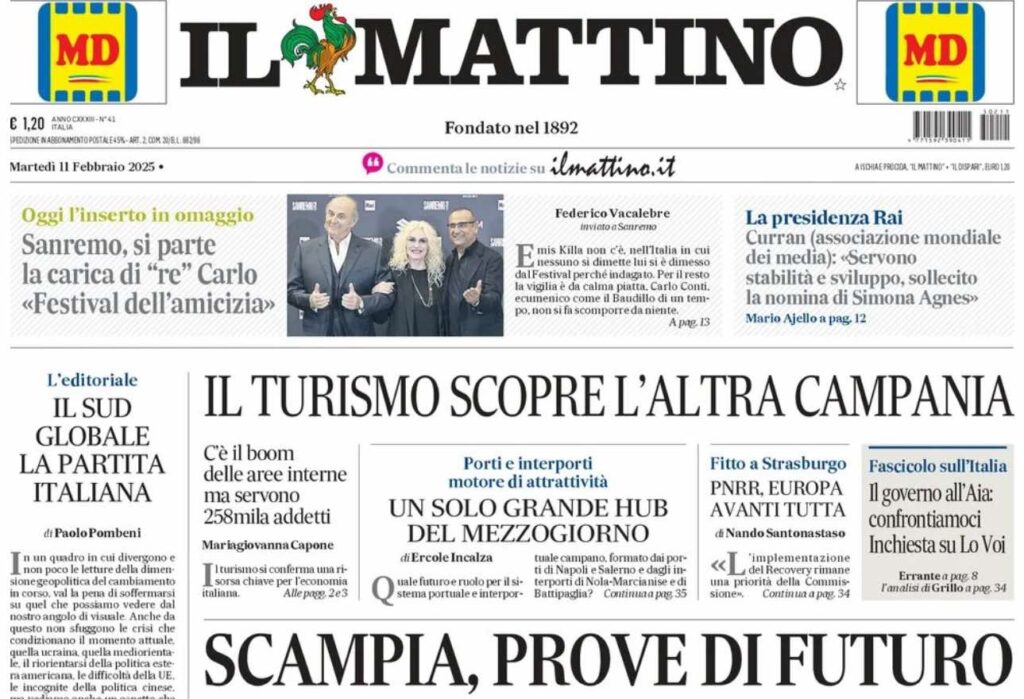 prima pagina il mattino oggi