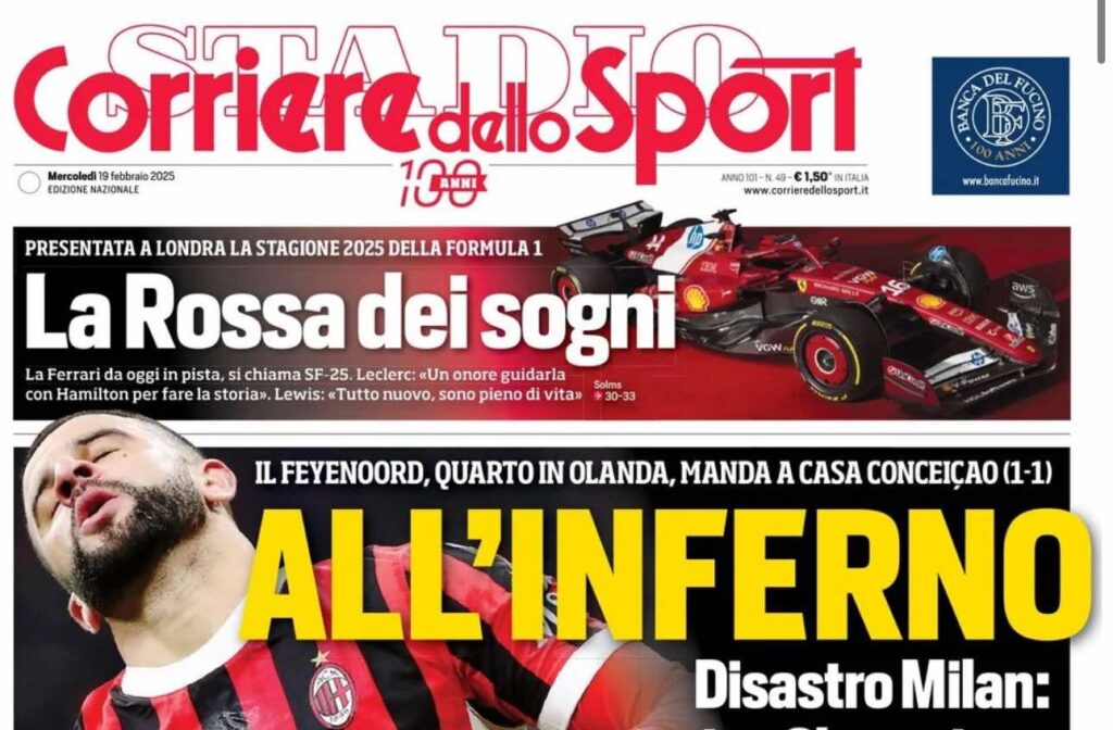 prima pagina corriere dello sport oggi