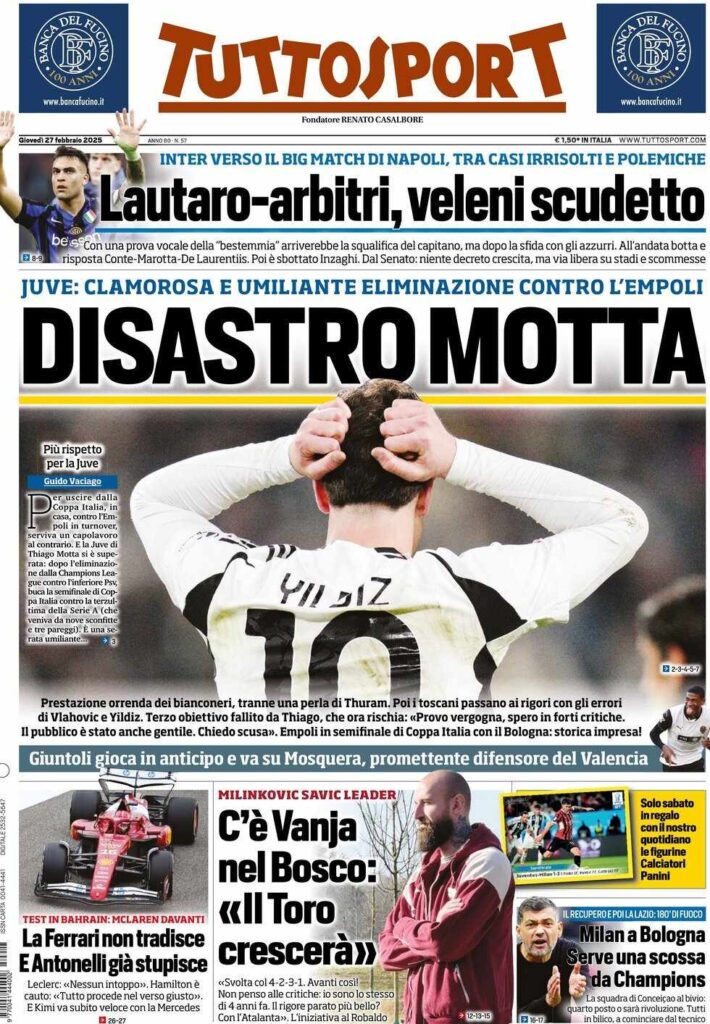 prima pagina tuttosport oggi