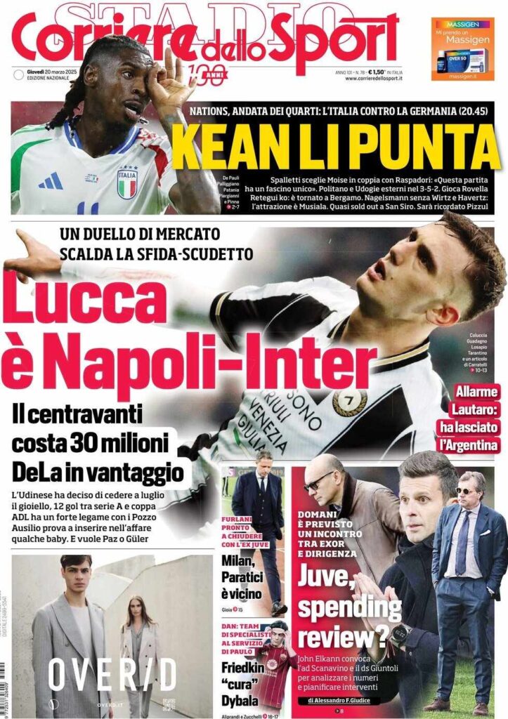 prima pagina corriere dello sport oggi