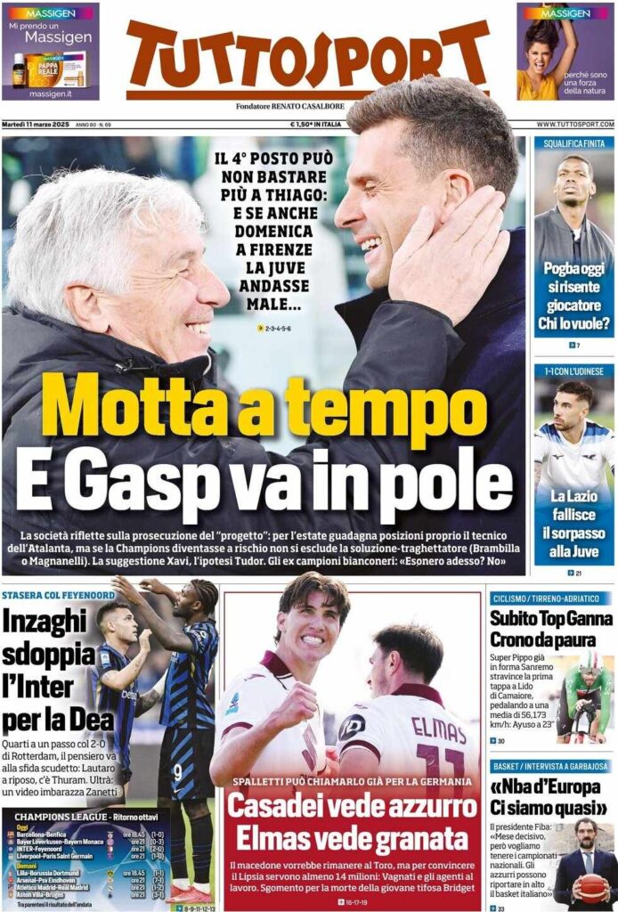 prima pagina tuttosport oggi