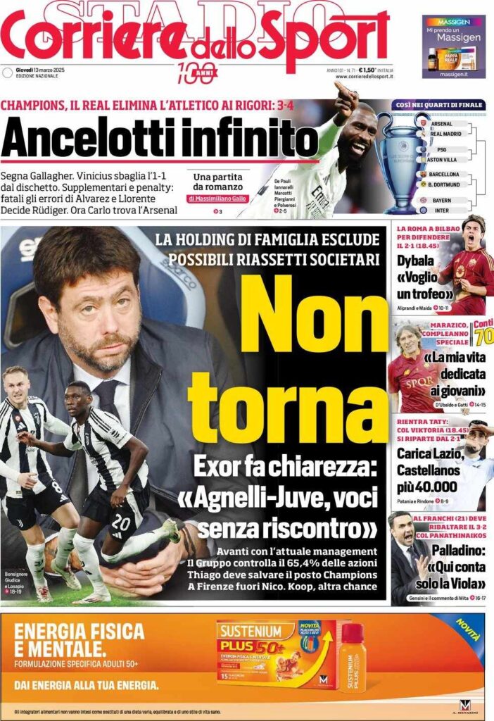 prima pagina corriere dello sport oggi