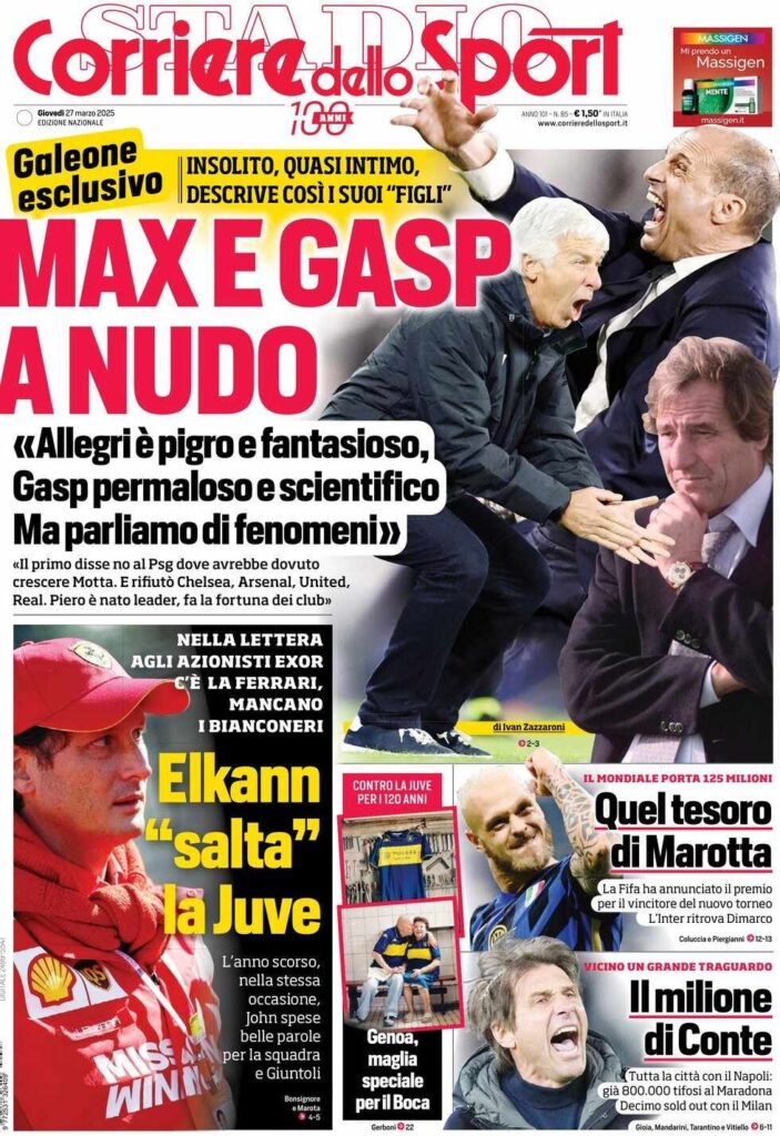 prima pagina corriere dello sport oggi