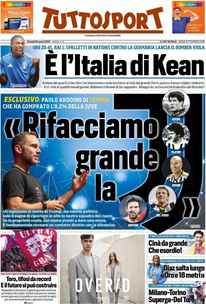prima pagina tuttosport oggi