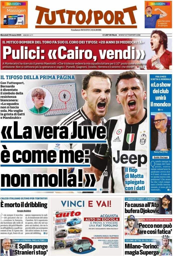 prima pagina tuttosport oggi