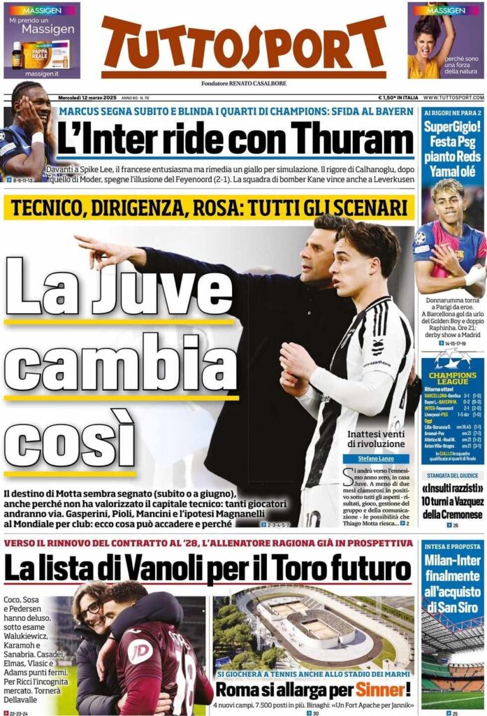 prima pagina tuttosport oggi
