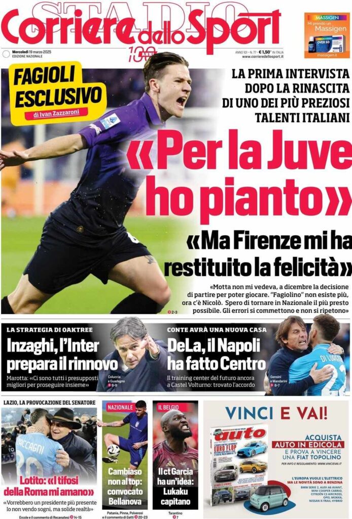 prima pagina corriere dello sport oggi