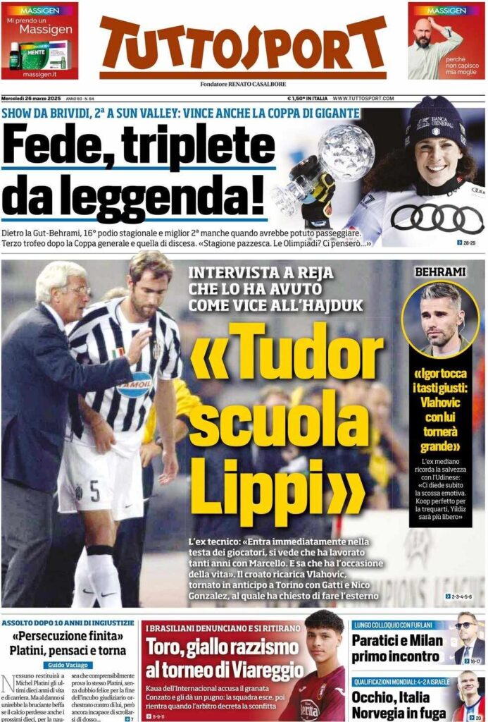 prima pagina tuttosport oggi