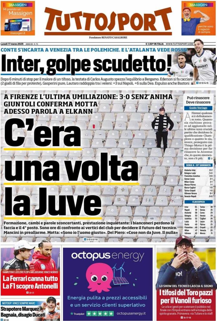 prima pagina tuttosport oggi