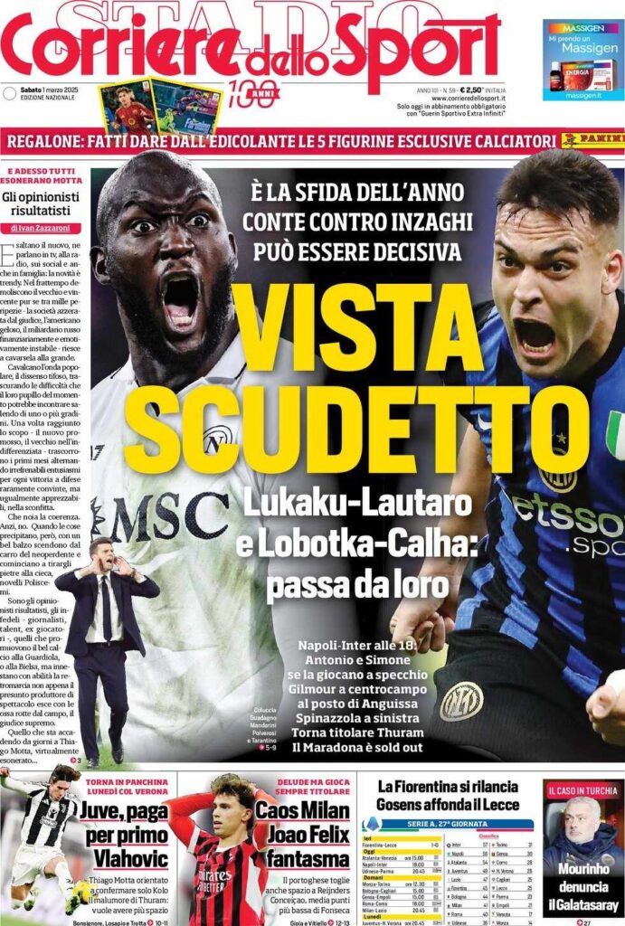 prima pagina corriere dello sport oggi