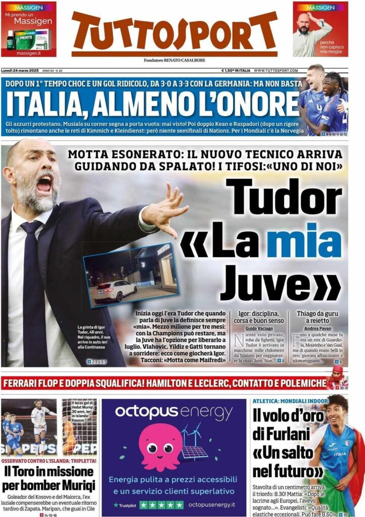 prima pagina tuttosport oggi