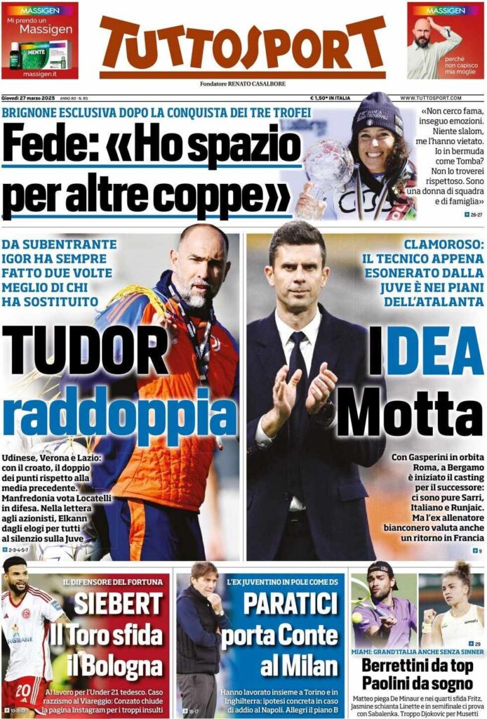 prima pagina tuttosport oggi