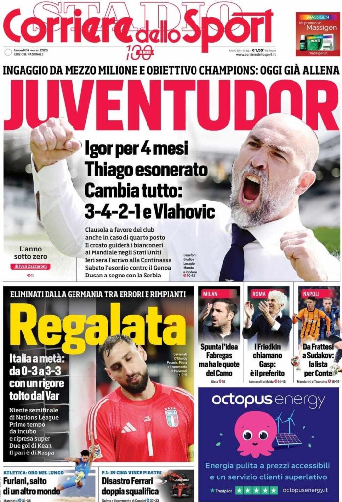 prima pagina corriere dello sport oggi