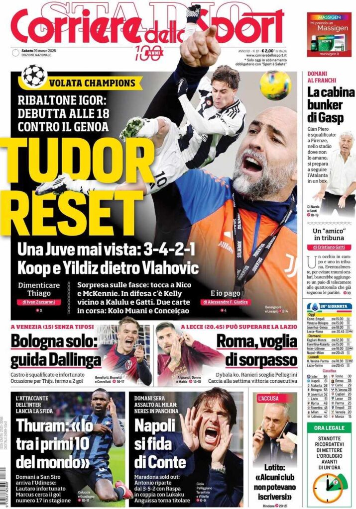 prima pagina corriere dello sport oggi