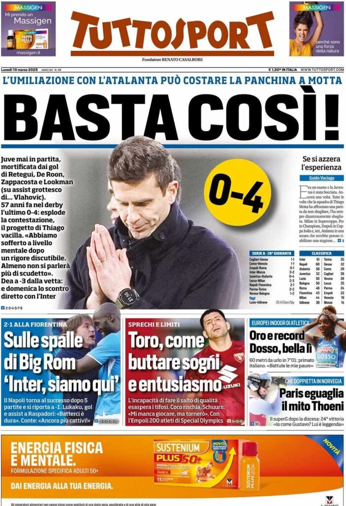 prima pagina tuttosport oggi