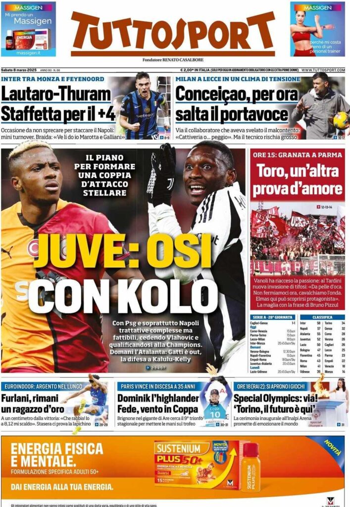prima pagina tuttosport oggi