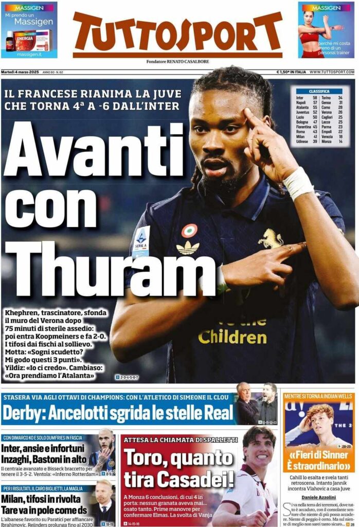 prima pagina tuttosport oggi