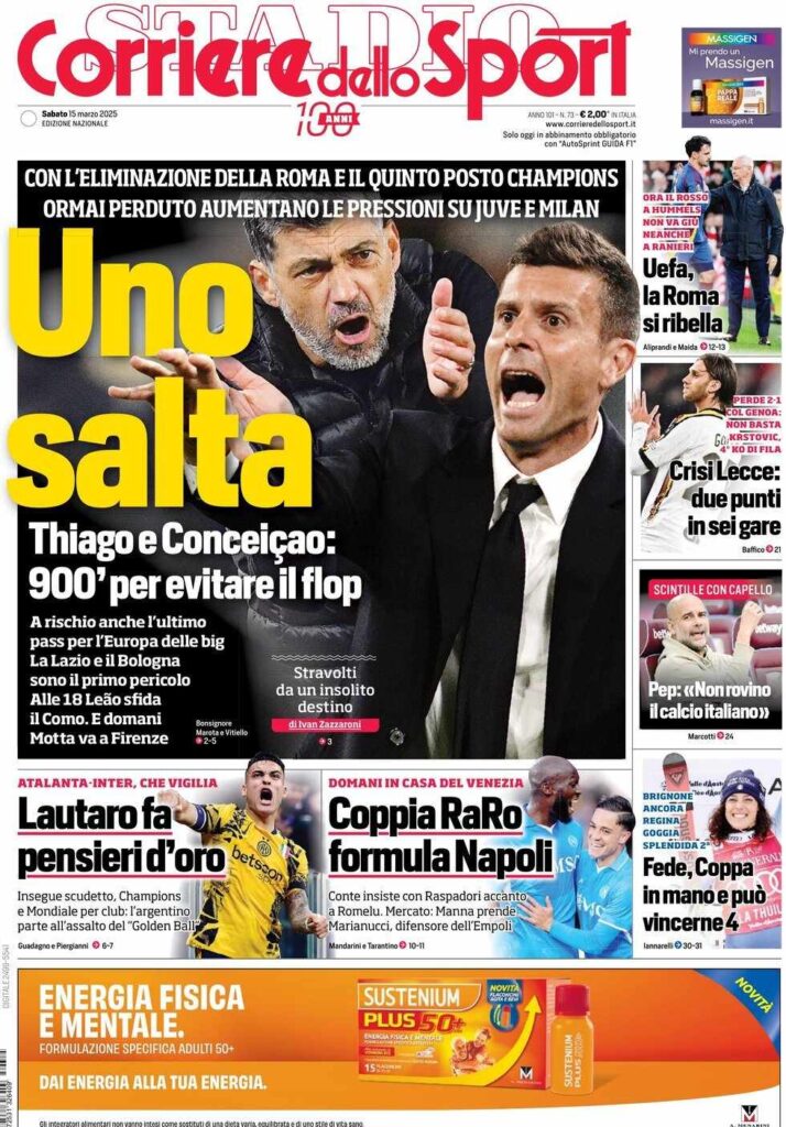 prima pagina corriere dello sport oggi