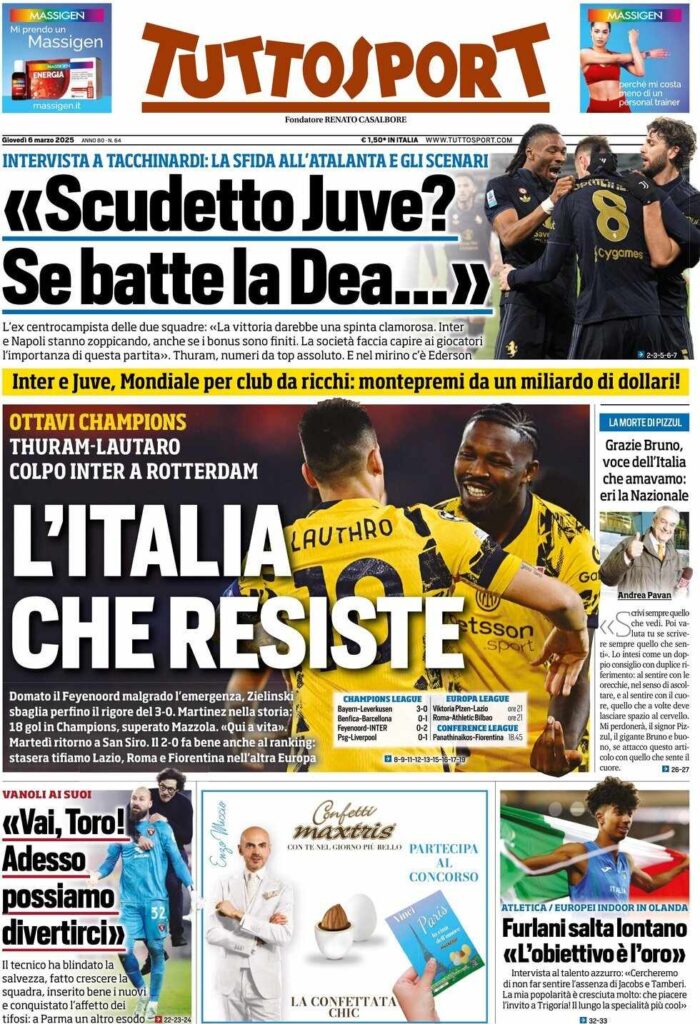 prima pagina tuttosport oggi