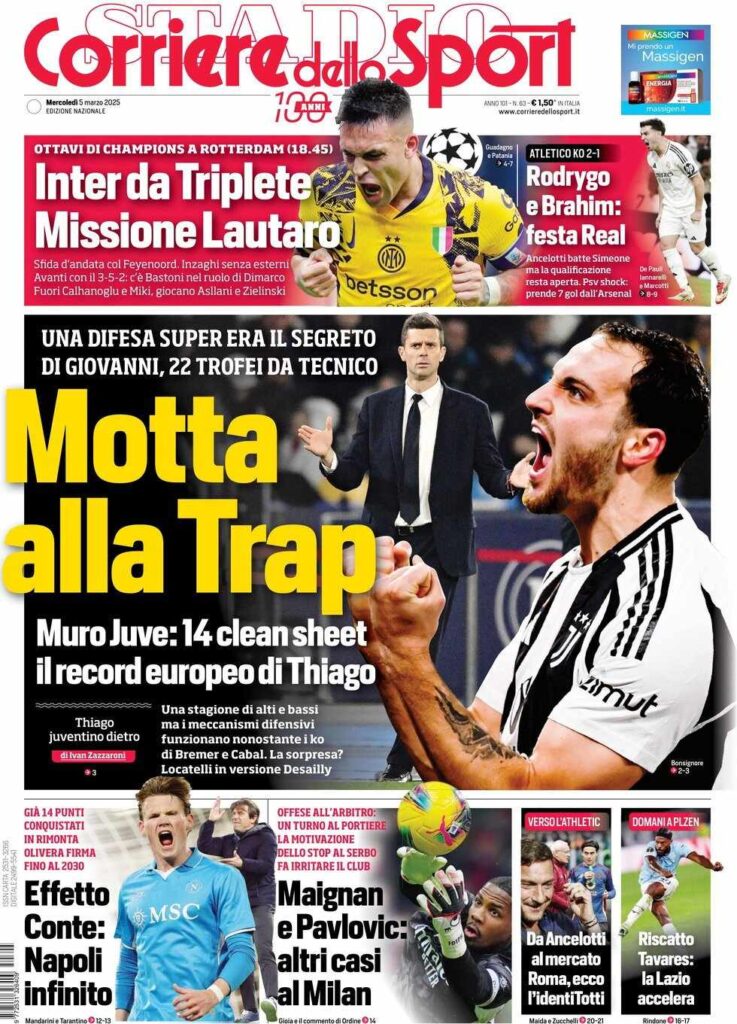 prima pagina corriere dello sport oggi