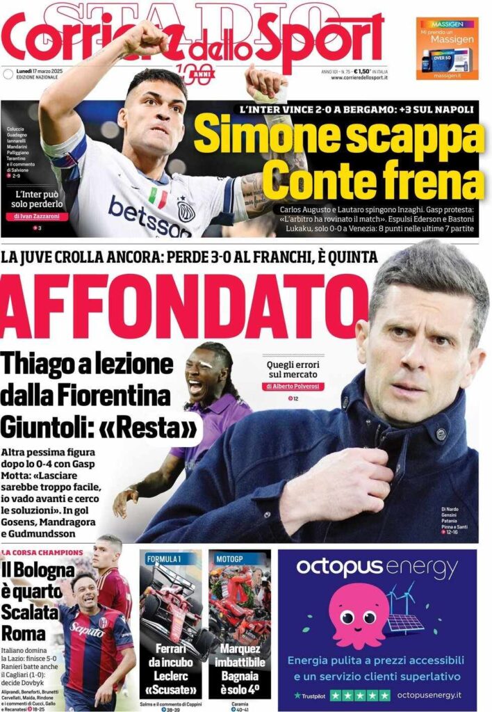 prima pagina corriere dello sport oggi
