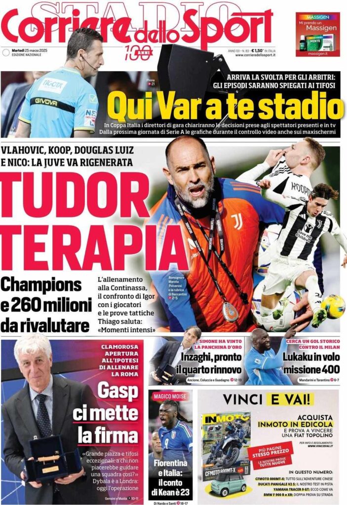 prima pagina corriere dello sport oggi