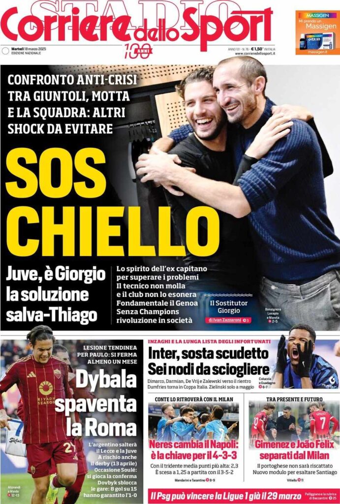 prima pagina corriere dello sport oggi