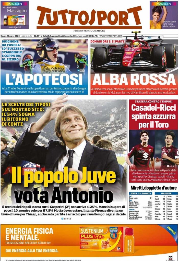 prima pagina tuttosport oggi