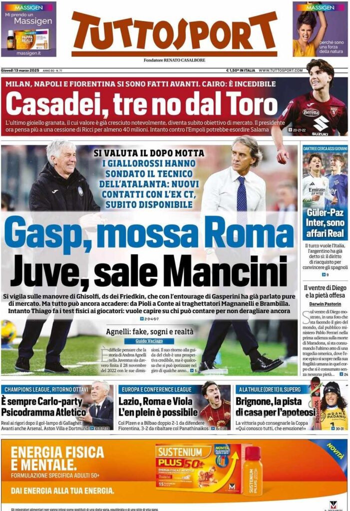 prima pagina tuttosport oggi