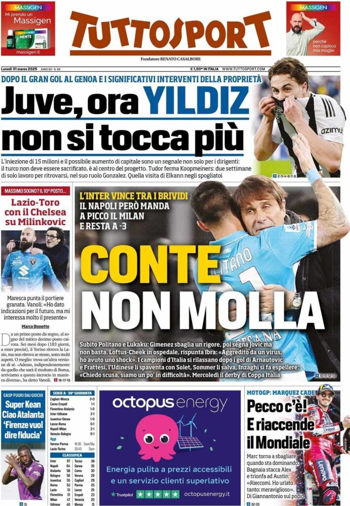 prima pagina tuttosport oggi