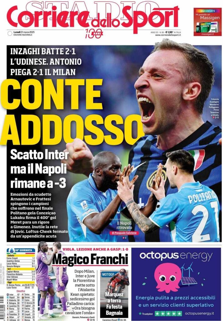 prima pagina corriere dello sport oggi