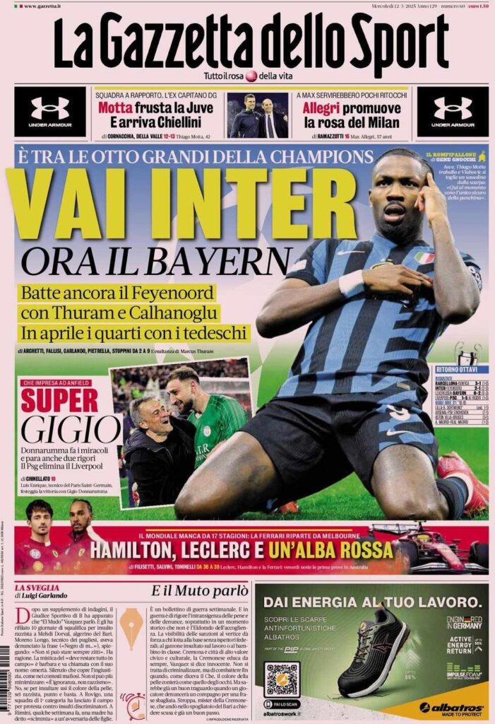 PRIMA PAGINA GAZZETTA DELLO SPORT OGGI: “Inzaghi al rinnovo, ci metto la firma”
